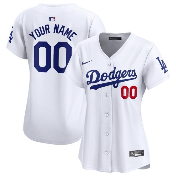 Women's Los Angeles Dodgers Active Player Custom White Home Limited Stitched Jersey(Run Small)